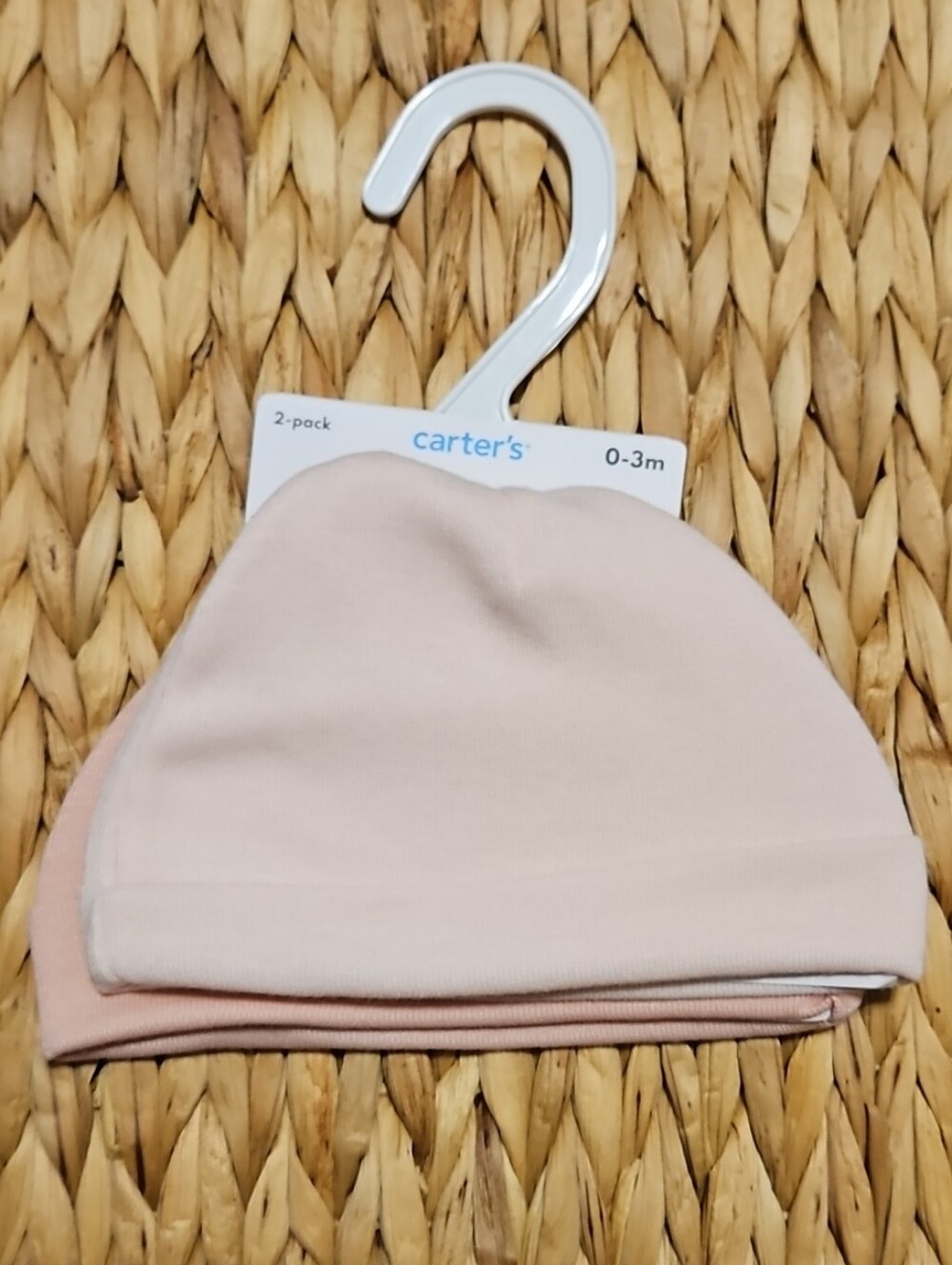 Carter's 2-Pack Baby Hats in Light Pink and Blush